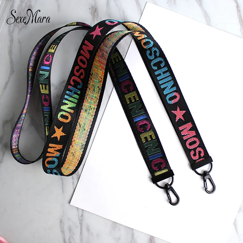SexeMara Color embroidery woven belt lanyard letters Neck Strap&Wrist