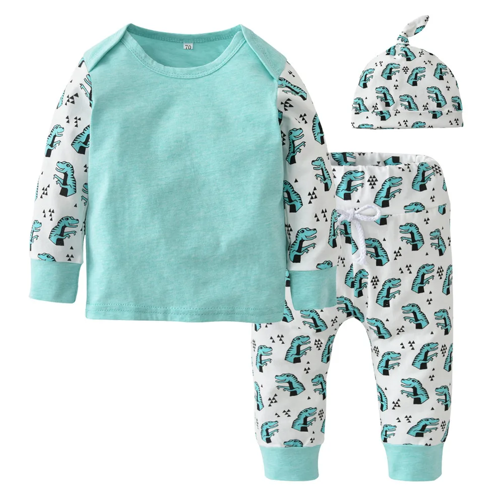 

Autumn Children Clothing Sets Baby Boy Cotton Long Sleeve Cartoon T-shirt+Pants+Hat Fashion Boys Clothes Infant 2 Pcs Suit