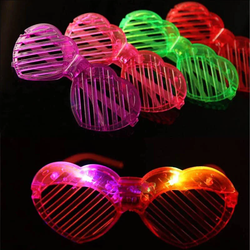 

Heart Light Eye Glasses Blinking Bar Club Blinds Shutter Glow neon Party Supplies Wedding Concert led glasses Carnival Toys