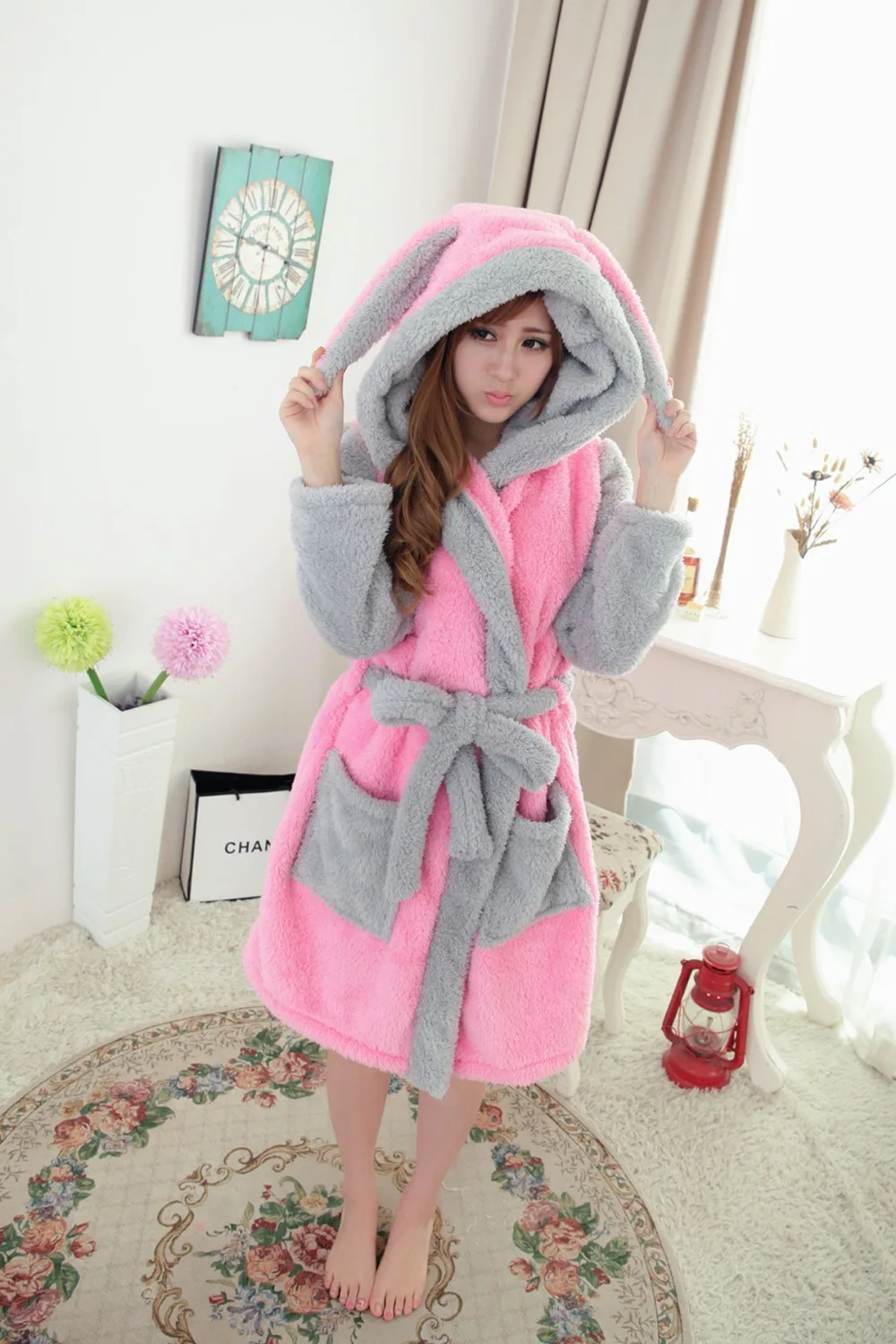 Buy New plush robe 2015 Adult Animal Pink Rabbit
