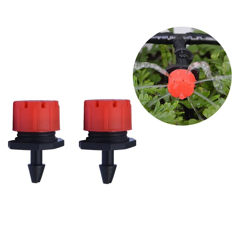 

100 pcs 8 Holes Micro Dripper Adjustable Scattering Spray Red Nozzle Garden Drip Irrigation Watering Sprinklers Fittings