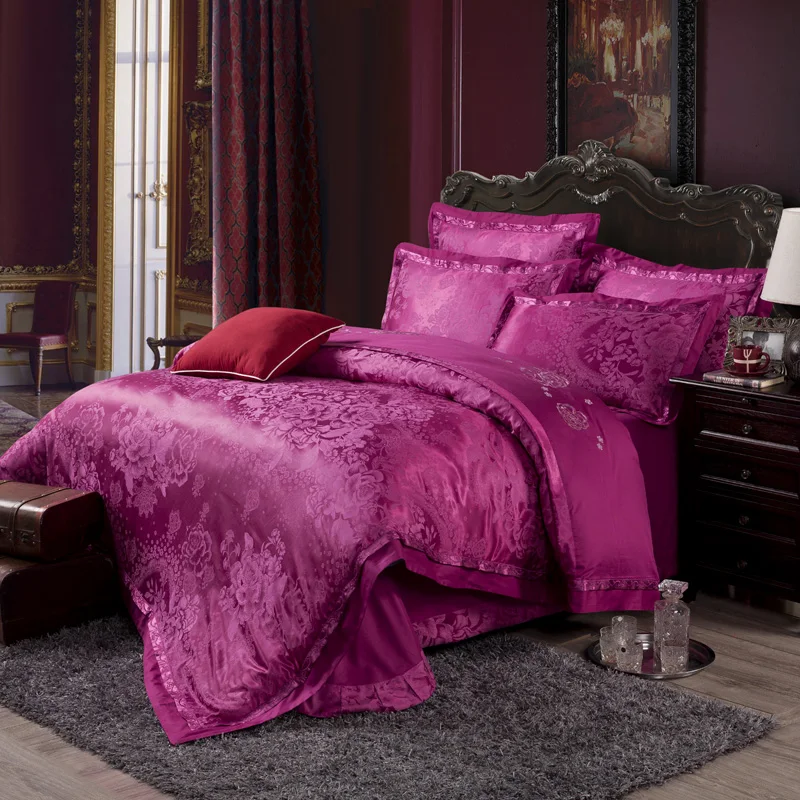 Waliicorners Silk Cotton Jacquard Golden Classic Bedding set Silky Smooth Duvet Cover Bed Sheet Pillowcases 36 2224055