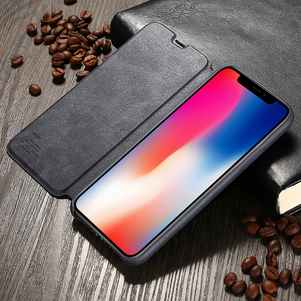 X-Level Роскошный кожаный чехол для iPhone X XS XR полный защитный флип-Стенд мягкий сенсорный задний Чехол для телефона для iPhone XS Max чехол