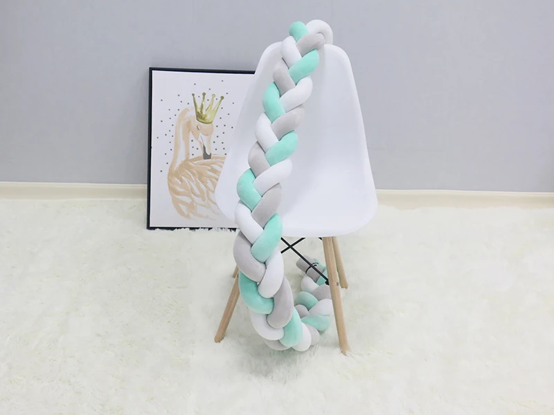 Long knotted braid pillow new nordic style woven long knot ball baby bed bumper newborns crib room decorative pillows kids stuff