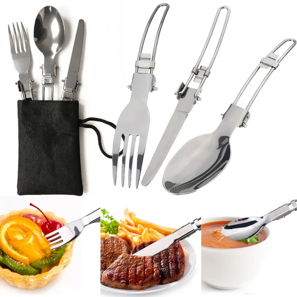 3 in 1 Portable Outdoor Camping Picnic Survival Set Picnic Tableware