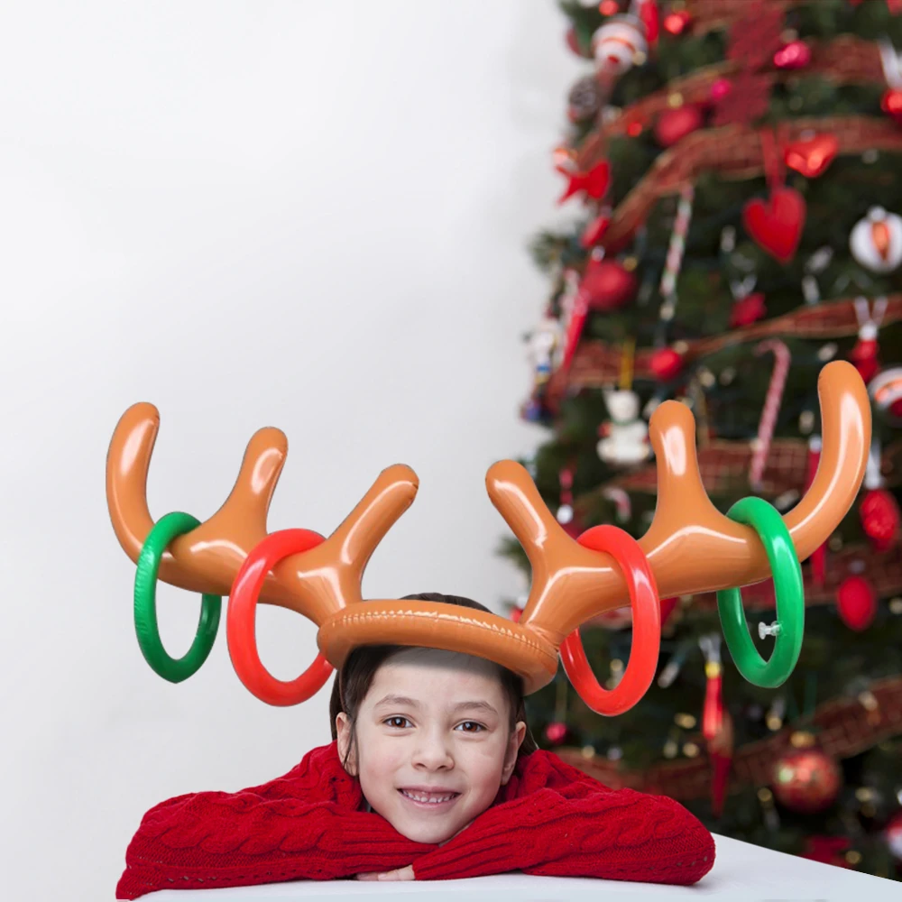 2stk Weihnachten Aufblasbare Rentier Geweih Hut Weihnachtsfest Party Spielzeug
