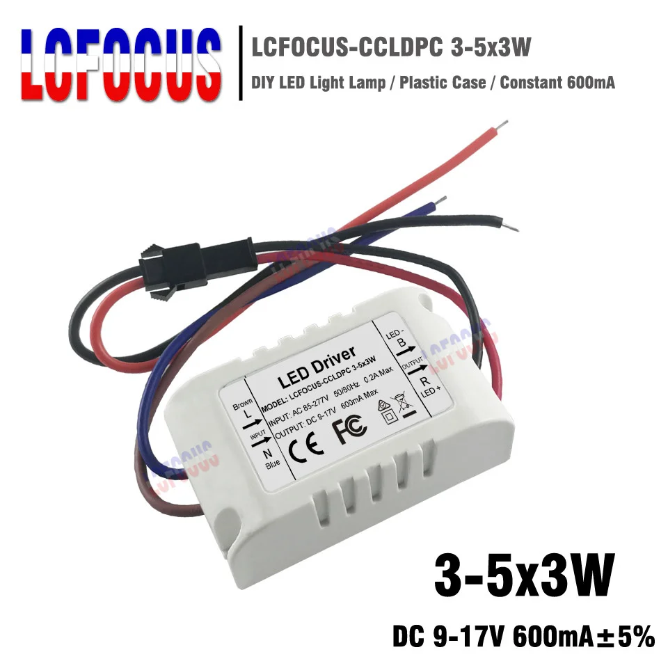 

3-5x3W LED Driver Lighting Transformers Constant Current 600mA 12-26V 9 12 15 W Watt Power Supply For DIY Lamp Spotlight