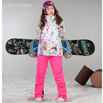 Kombinezon narciarski GSOU śniegu marki damska kurtka narciarska Snowboard spodnie zimowe narciarstwo górskie garnitury kobiet wodoodporna tanie odzież sportowa tanie i dobre opinie Gsou Snow CN (pochodzenie) Dobrze pasuje do rozmiaru wybierz swój normalny rozmiar Sukno WOMEN 10000 Ski mountaineering walking fishing biking