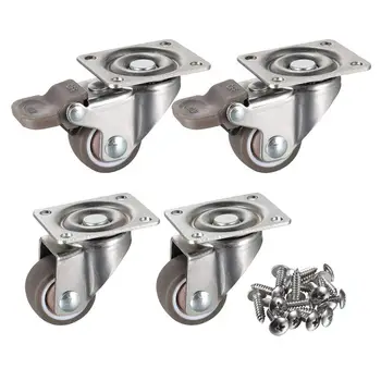 

Hot 1 inch 4 Pack Low Profile Casters Wheels Soft Rubber Swivel Caster with 360 Degree Top Plate 100 lb Total Capacity