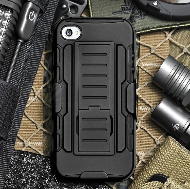 Durable Shockproof Rugged Hybrid Armor Impact Belt Clip Holster Stand
