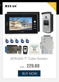 JERUAN 7 "Цвет Экран Видеомонитор Интерком Системы 2 монитора + 700TVL RFID Доступа Камера + пульт Управление + e-замок на складе