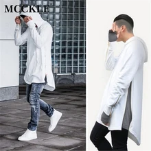 Britischen Stil Hallo-Straße Herren Kapuzen Hip Hop Sweatshirts Mit Gold Seitlichem Reißverschluss Mode Männer Erweiterte Hoodie Arc Cut lange Hoodies