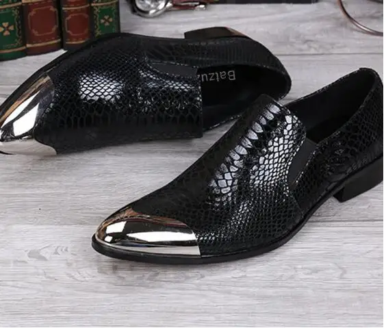 Новинка года; мужские черные кожаные туфли; Мужские модельные туфли с металлическим верхом; Дизайнерская обувь; мужские EU38-46! Zapatillas hombre