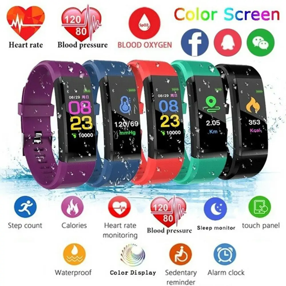 CALK ID115 Fitness Tracker with Heart Rate Monitor Blood Pressure Color Display Smart Wristband Calorie Pedometer for Women Men |