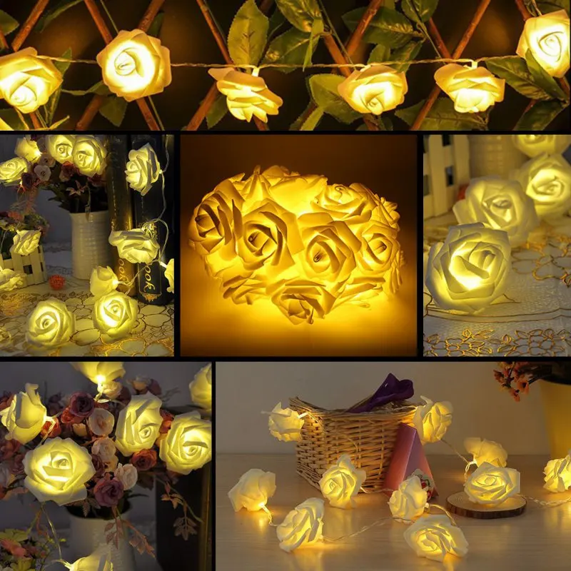 Party Decor Kunstbloemen LED Rose Flower Fairy Lichtslingers ... Party Decor Kunstbloemen LED Rose Flower Fairy Lichtslingers ...