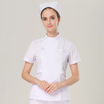 Модные летние женские больничные медицинские скрабы, набор одежды, модный дизайн, облегающие зубные скрабы для салона красоты, мужская униформа медсестры - Цвет: Белый