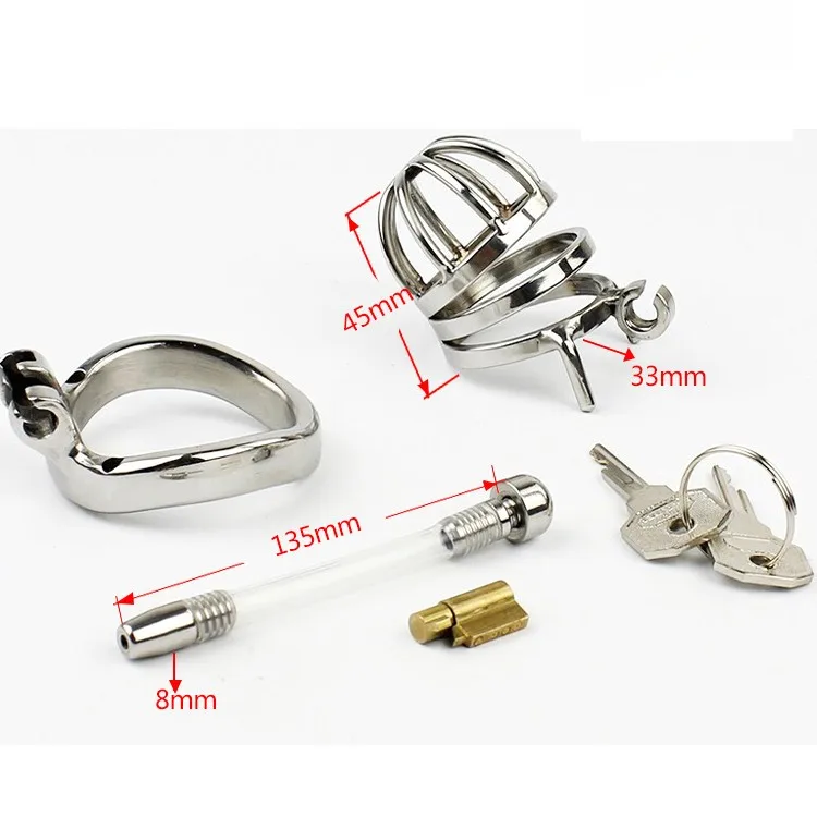 Male-Stainless-Steel-Cock-Cage-Penis-Ring-Chastity-Device-catheter-with-Stealth-New-Lock-Adult-Sex (3) 