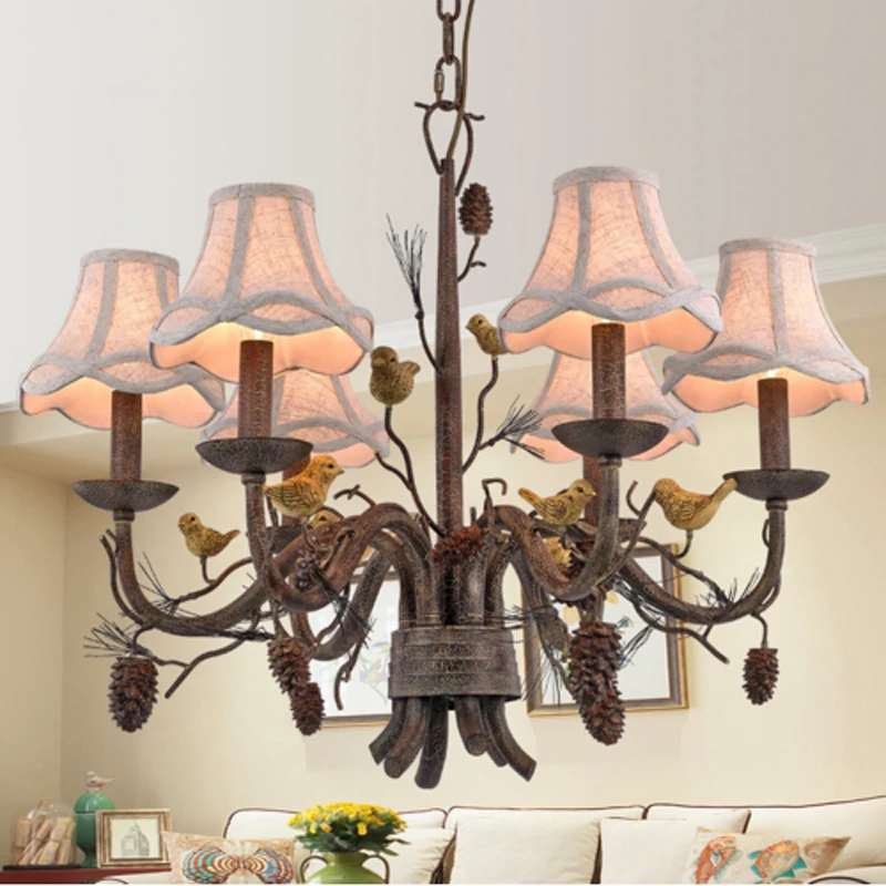 American Country Creative Bird Chandelier Cafe Internet Pinecone Clothing Store Restaurant Bar Retro Iron Art Chandeliers | Освещение