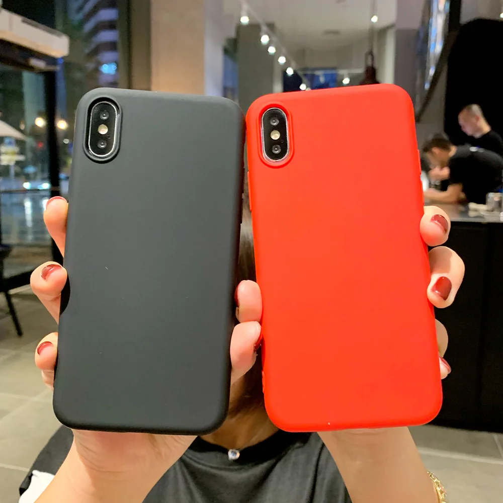Однотонный силиконовый фланелевый костюм для влюбленных из ТПУ Iphone XR X XS Max 6 S 7 8 Plus