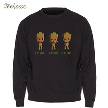 Толстовка с надписью «I Am Groot»; мужские толстовки с капюшоном с супергероями; детские толстовки с круглым вырезом в стиле аниме; коллекция года; сезон осень-зима; крутые милые черные мужские толстовки