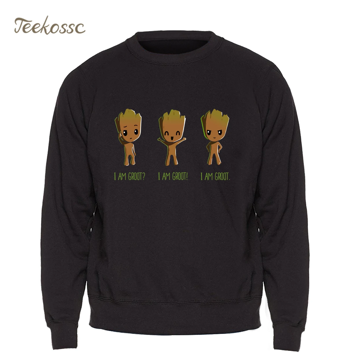 أنا Groot البلوز الرجال بطل السوبر هوديس أنيمي طفل Pop Groot Crewneck بلوزات 2018 الشتاء الخريف بارد لطيف أسود أوم