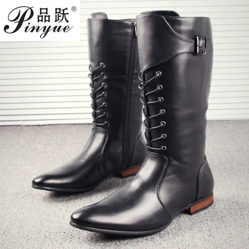 mens black military style boots