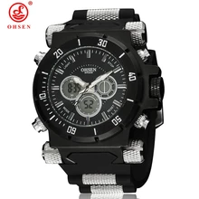 Men ‘s Watch 5ATM militaire étanche Dual Time LED numérique analogique 2016 New OHSEN Multi – fonction montres de sport montre à Quartz