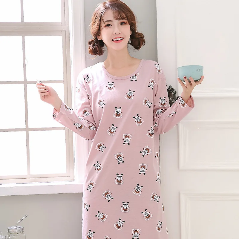3XL Женская ночная рубашка с рисунком в горошек, милая женская летняя Пижама с коротким рукавом, ночная рубашка, длинное Хлопковое платье