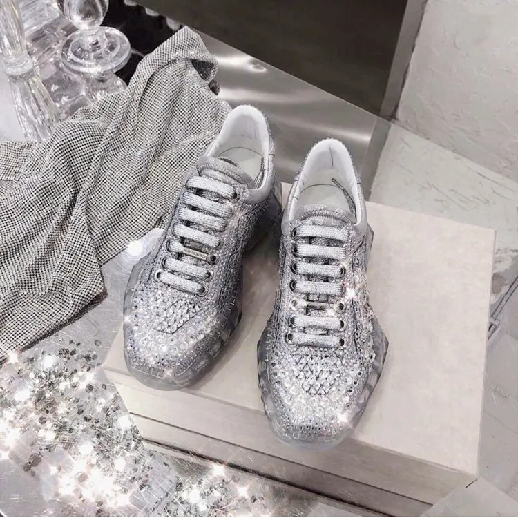 

Crystal Shoes Women Pre-sale 10 days Chunky Sneakers Platform zapatos de mujer Rhinestone chaussures femme Ladies White footware