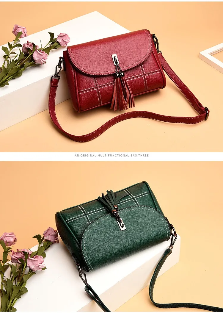 MJ Women Leather Crossbody Bag Female PU Leather Crossbody Handbag Fashion Tassel Messenger Bag Ladies Small Shoulder Bags (12)