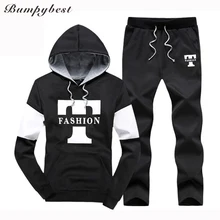 Bumpybeast осень Для мужчин спортивной костюм Для мужчин повседневные толстовки комплект для влюбленных с капюшоном Мода Письмо костюмы 2 шт. S-3XL A1509