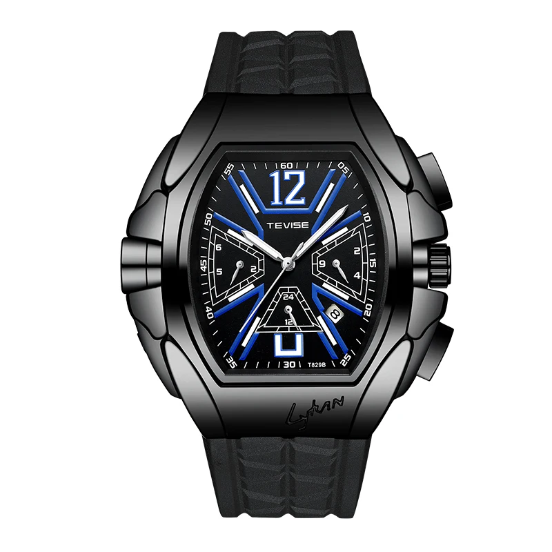 TEVISE модные повседневные мужские часы T829 силиконовый ремешок брендовые наручные часы водонепроницаемые автоматические механические Роскошные Relogio Masculino
