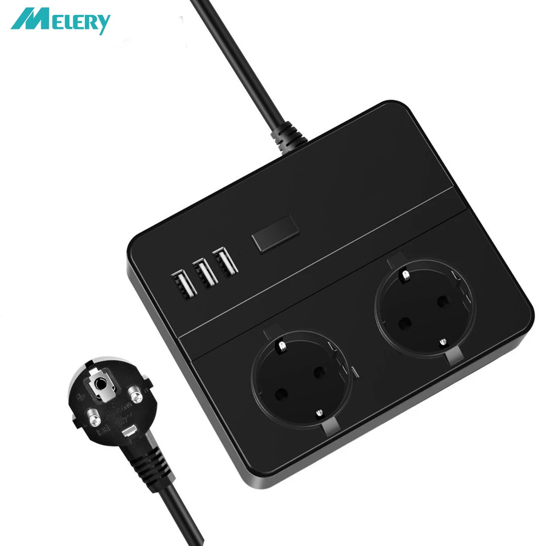 

Travel Power Strip Surge Protection 2 EU Outlets Plug Sockets with USB 3 Ports Drawer Phone/Tablet Stand 1.8m Extension Cable