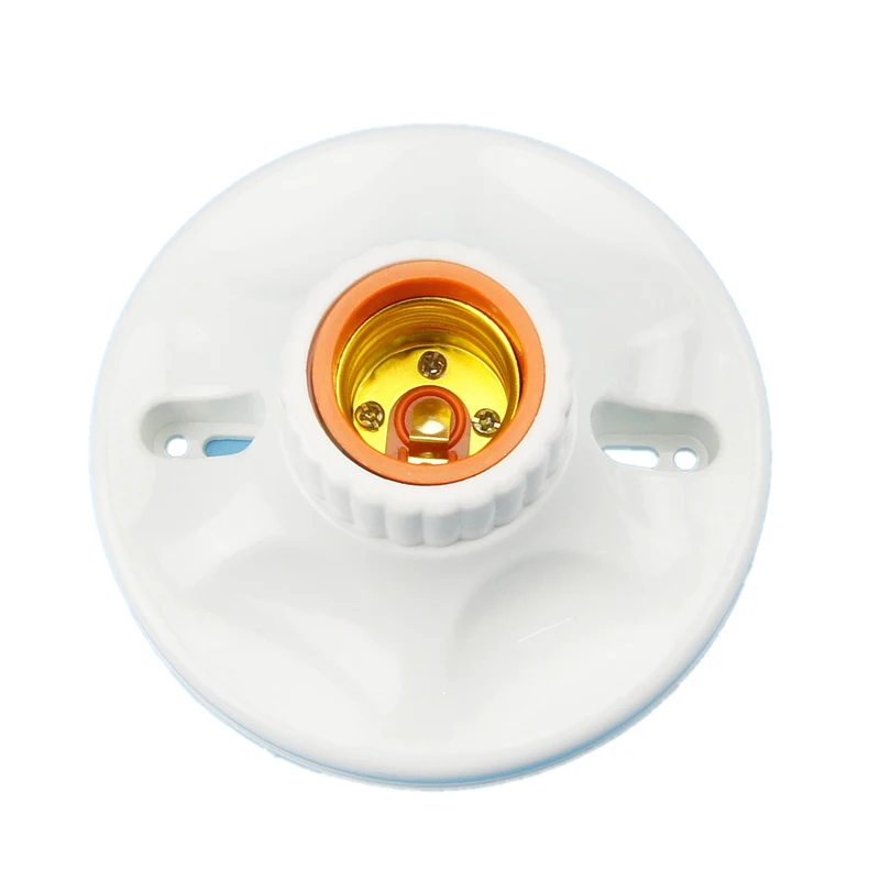 

2pcs E27 Screw Light Socket Lamp Holder Suction Top Flat Bulb Lamp Base E27 Screw Plastic
