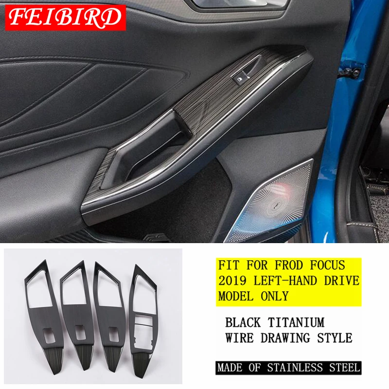 Черный Титан Провода рисунок Стиль накладки для интерьера Ford Focus подлокотник на внутреннюю сторону двери Кнопка Подъема Окна крышка отделка