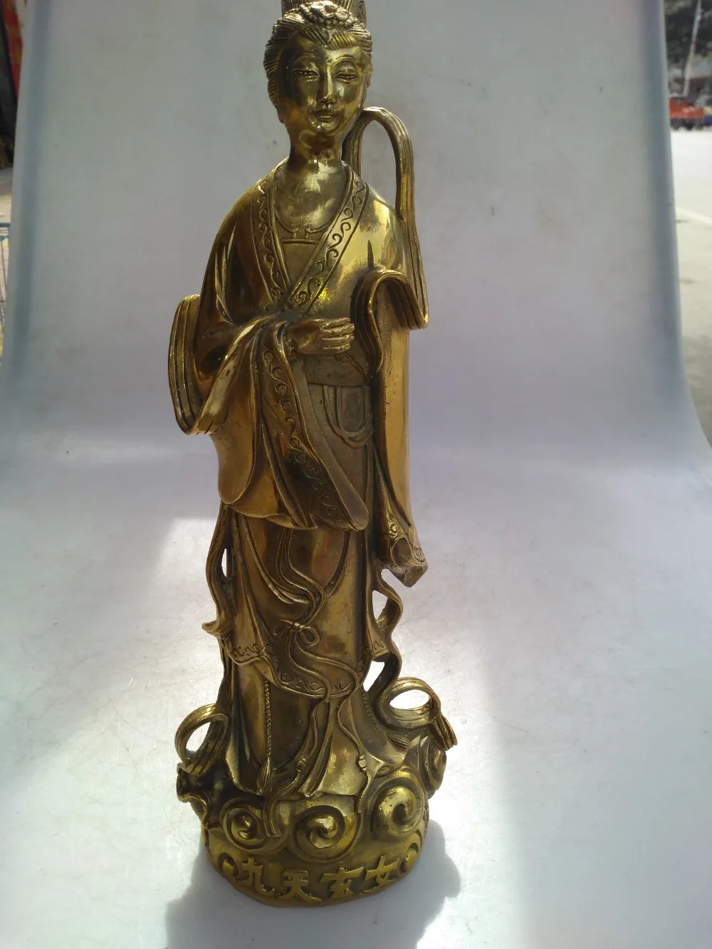 Chinese hand carved brass nine day mysterious female sculpture art collection | Дом и сад