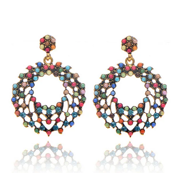 

Fashion jewelry accessories, Bohemian style, color circle rice beads, exaggerated large earrings and earrings jewelry wholesale