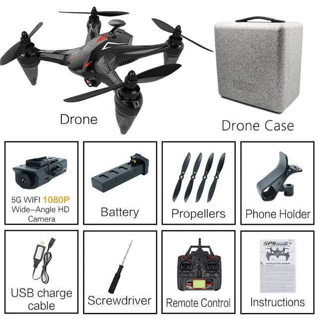 RC складной Дрон gps с HD камерой RC Квадрокоптер с широкоугольной камерой RC вертолет с высоким режимом удержания игрушки для детей# E - Цвет: 1080P with Case