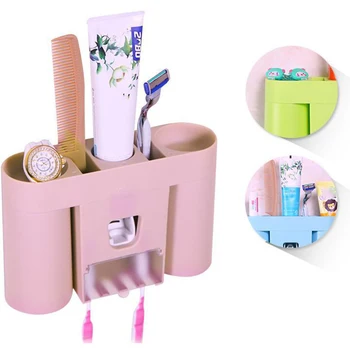 

Creative Toothbrush Holder Automatic Toothpaste Dispenser Squeezer Wall Mount Stand For Home Bathroom