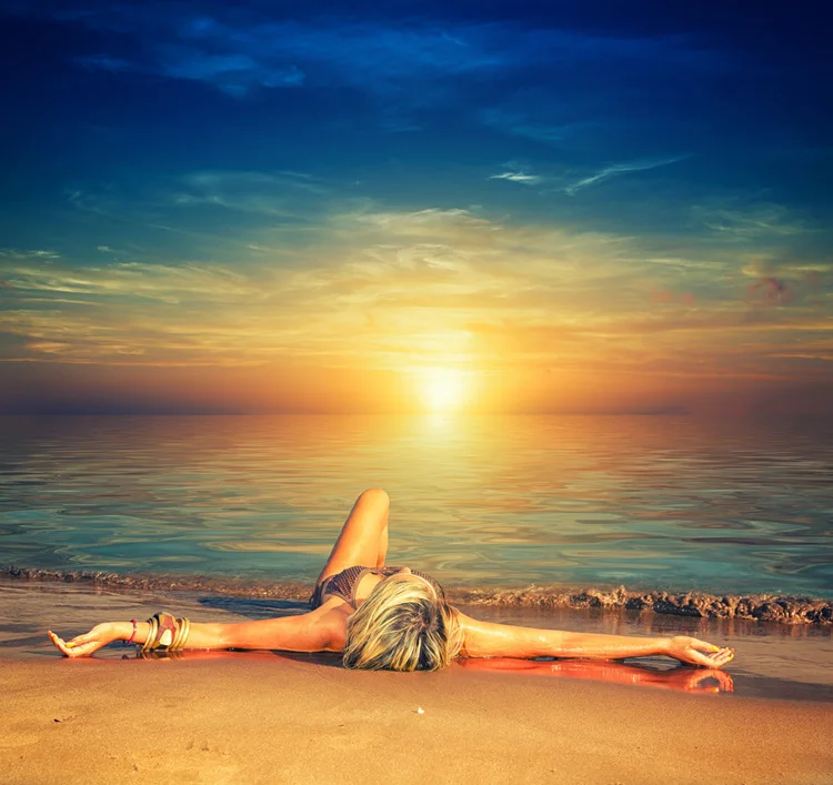 Sunset Beach Y Lady Wallpaper Custom Wall Murals Art Photo Aeproduct