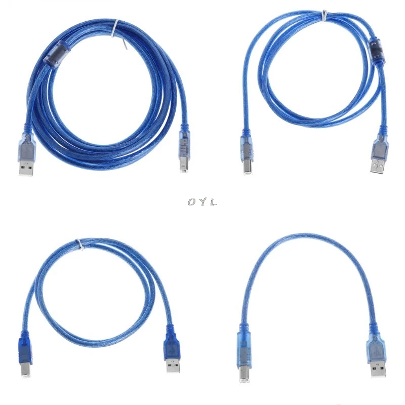 Cable Length D 1.5m Computer Cables High Speed Transparent Blue USB 2.0 Printer Cable Type A Male to Type B Male Dual Shielding for 0.3m 1m 3m -