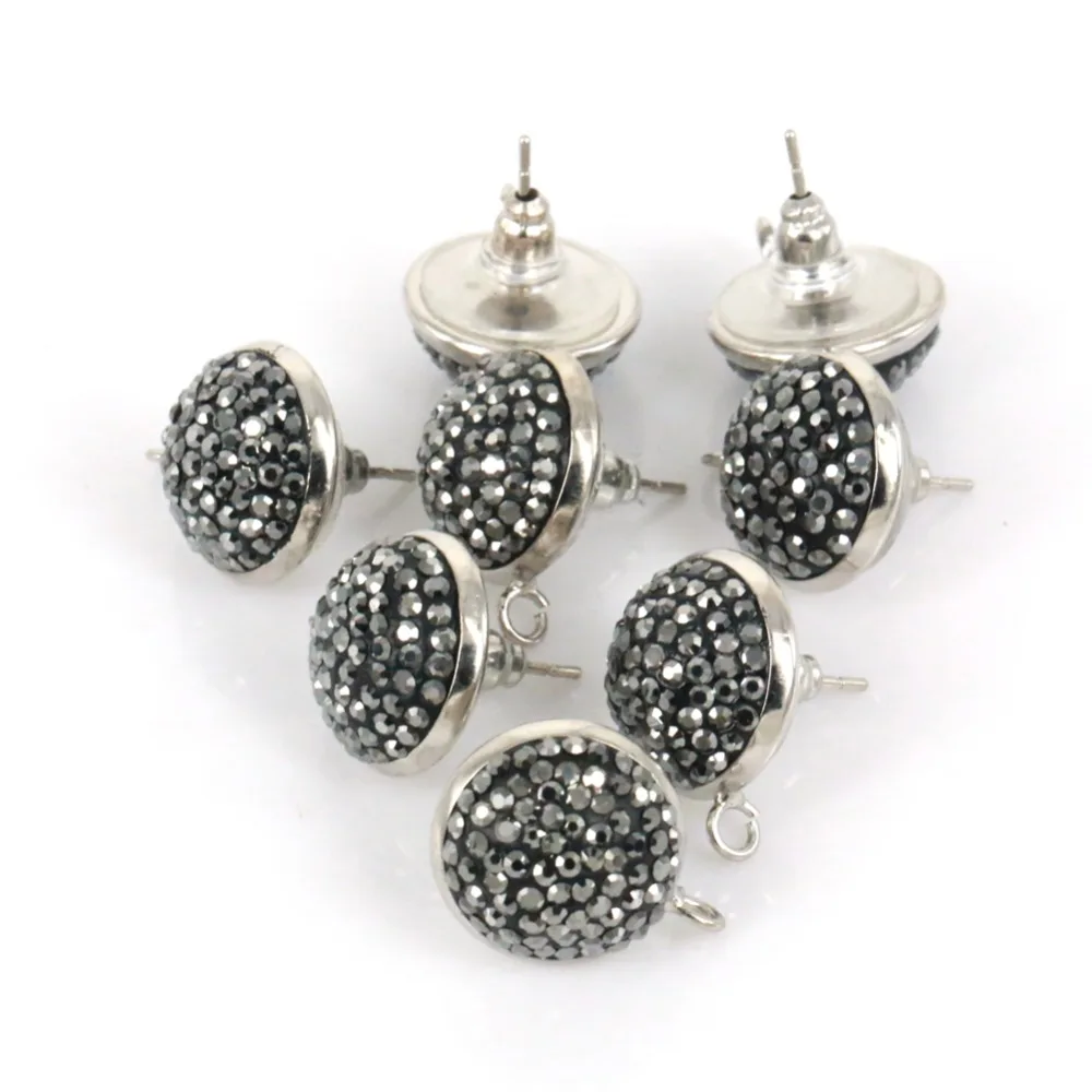 Earrings Jewelry Findings Pins Needles Dense Pave Setting Rhinestone Silver Ear Nail with