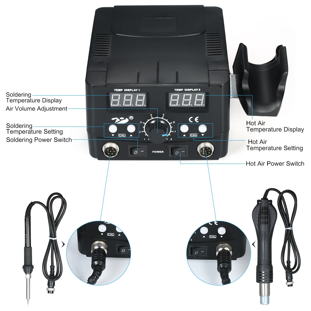 Hot Air Soldering Station Hot Air Gun Handle Hot Air Desoldering Gun Rework Solder Station Desoldering Tool