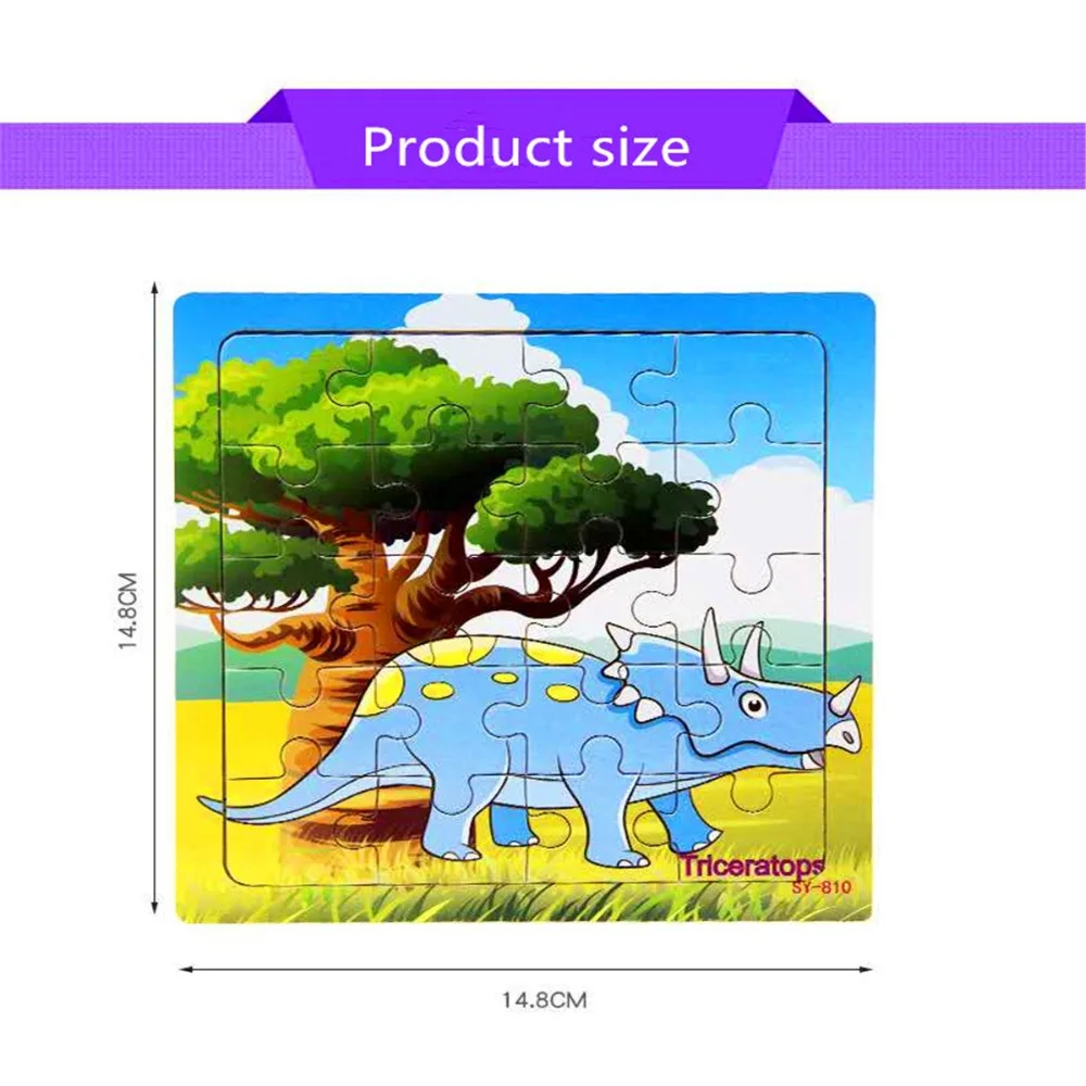 Деревянные головоломки детские игрушки детские деревянные пазлы мультфильм динозавр животное Ранние развивающие игрушки для детей 9/20 Маленький кусок