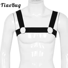 TiaoBug, мужские плечевые ремни, укороченный топ, эластичный, грудная мышца, металлические кольца, жгут, горячее предложение, сексуальный мужской ремень для БДСМ, связывание, клубный костюм для вечеринки
