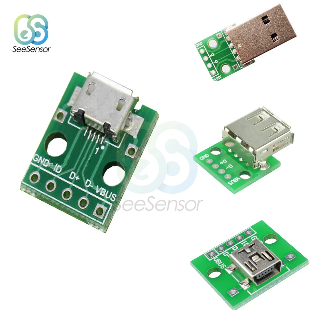 5pcs MICRO USB to DIP Adapter 5pin female connector B type pcb converter WQ 