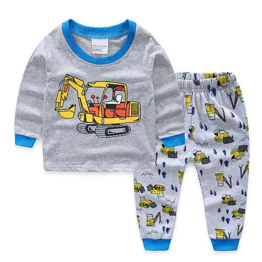 Брендовые Детские пижамные комплекты ночная рубашка с рисунком животных Детские хлопковые пижамы для девочек и мальчиков, милая мягкая Пижама, комплект одежды - Цвет: color at picture