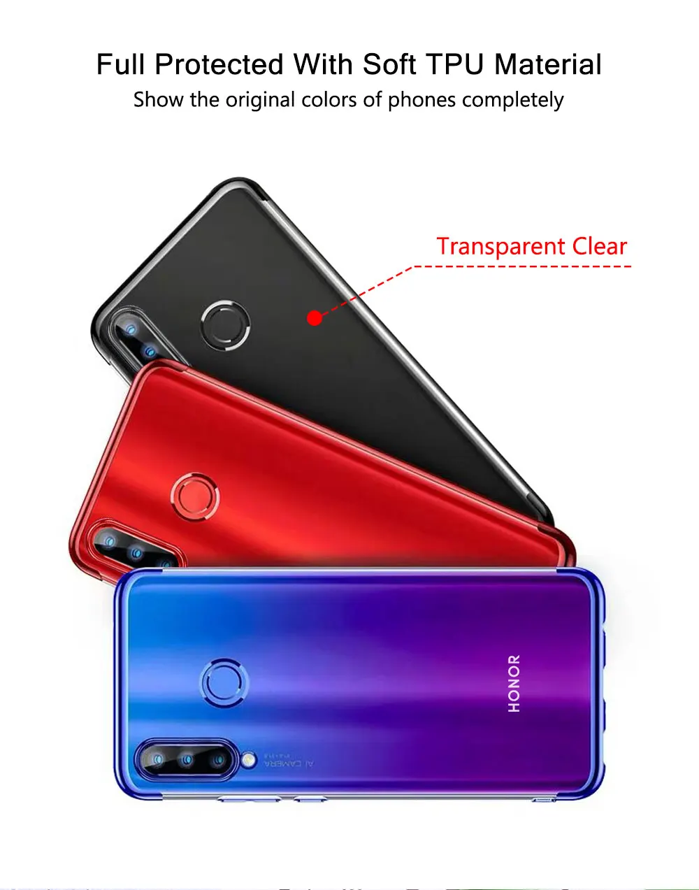 Чехлы с покрытием из ТПУ для huawei Honor 10 Lite View V10 V20 Honor 20 Lite Honor 10i, мягкая силиконовая прозрачная задняя крышка, чехлы для телефонов