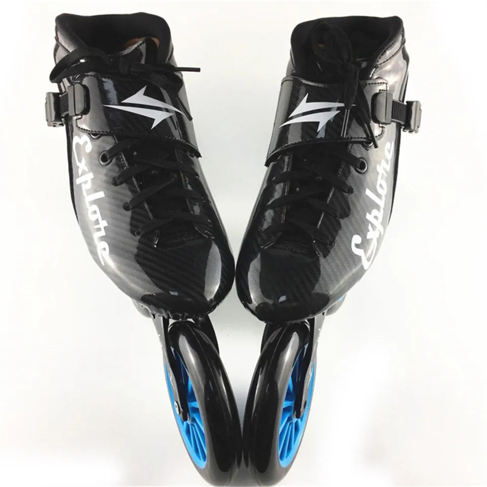 JEERKOOL الكربون الألياف الزجاجية مضمنة سرعة التزلج على الجليد 3*125 مللي متر عجلات طفل الكبار المبتدئين مسرعة التدريب الشارع حذاء سباق SH40