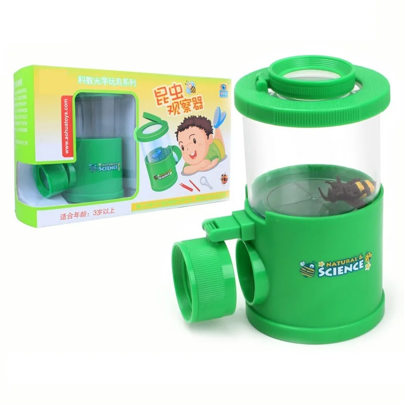 Green Лупа для наблюдения за насекомыми, коробка, игрушка, наука о природе, разведка детей, обучающая, обучающая, 2 объектива, увеличительное стекло, набор весов - Цвет: Green
